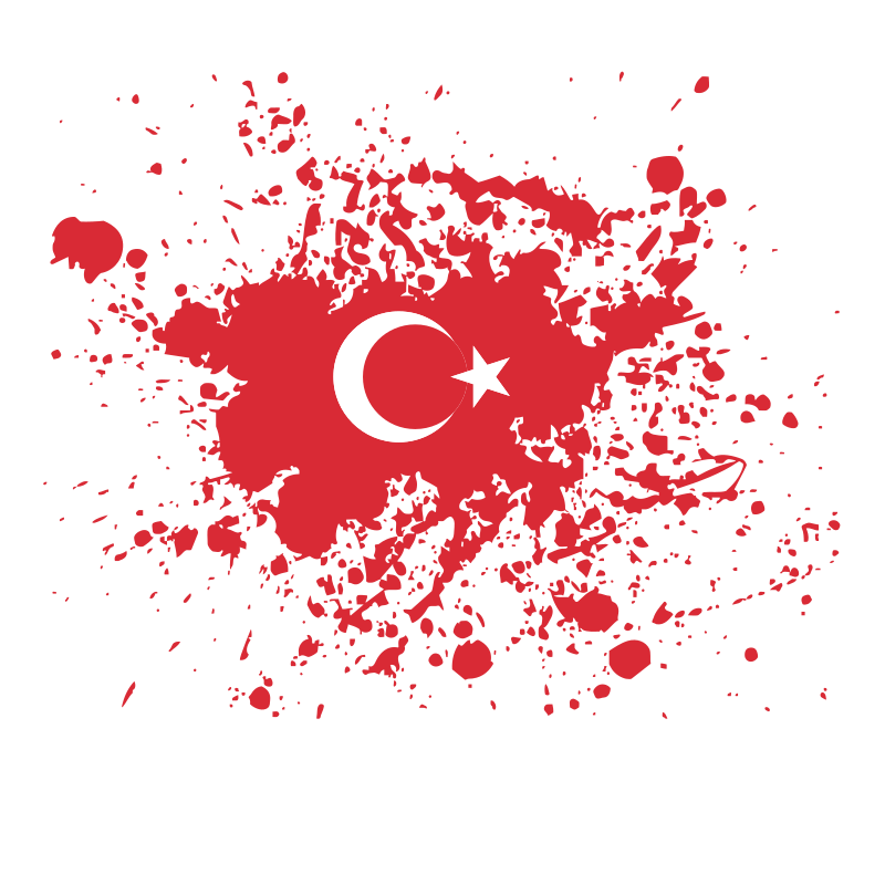 Flag of Turkey paint splatter