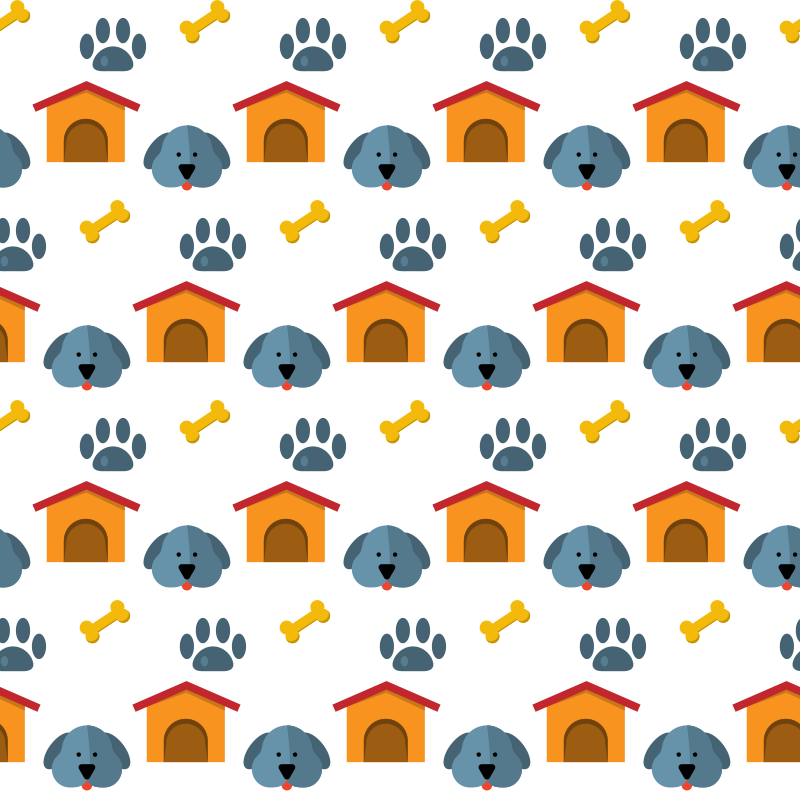 Dog house seamless pattern