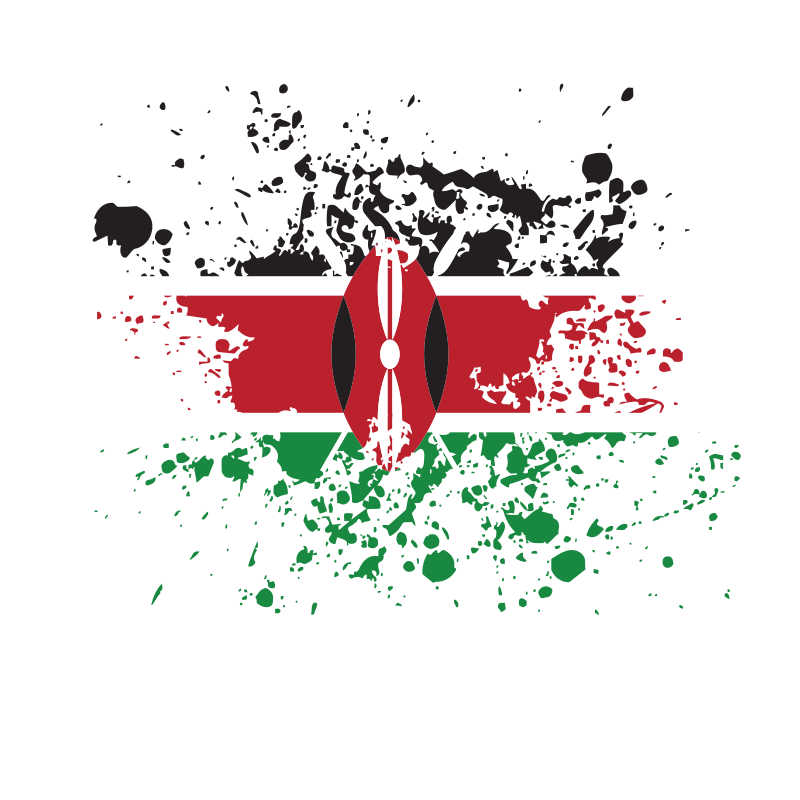 Kenyan flag ink splatter