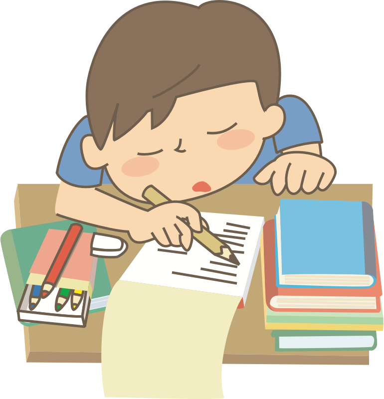 clipart kid doing homework