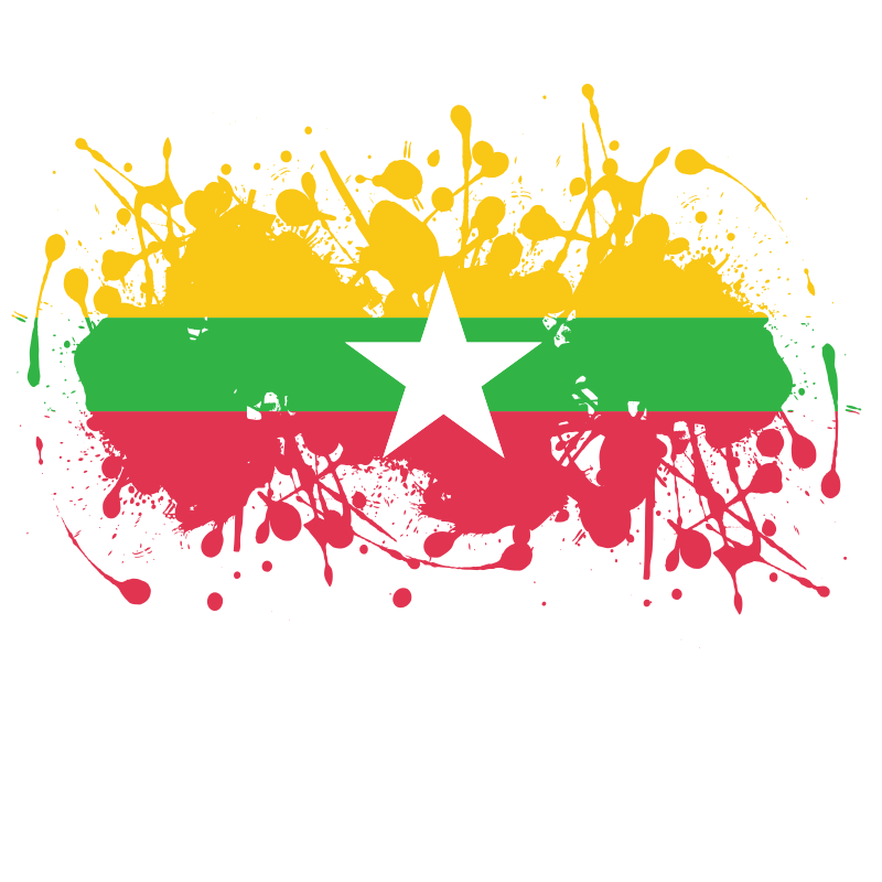 Myanmar flag ink splatter