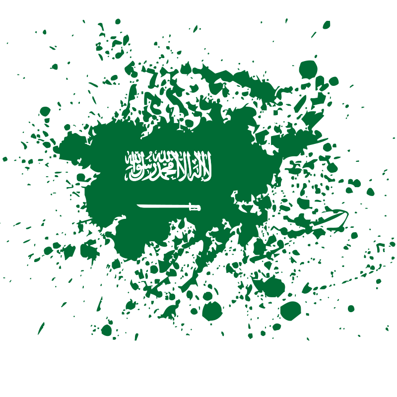 Saudi Arabia flag paint splatter