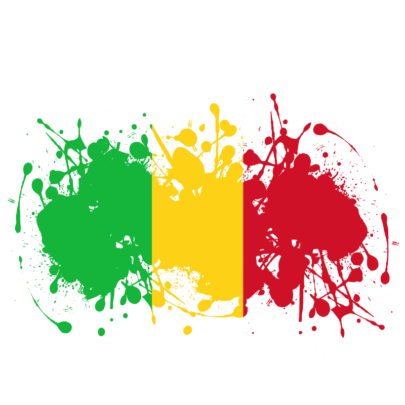 Mali flag paint splatter