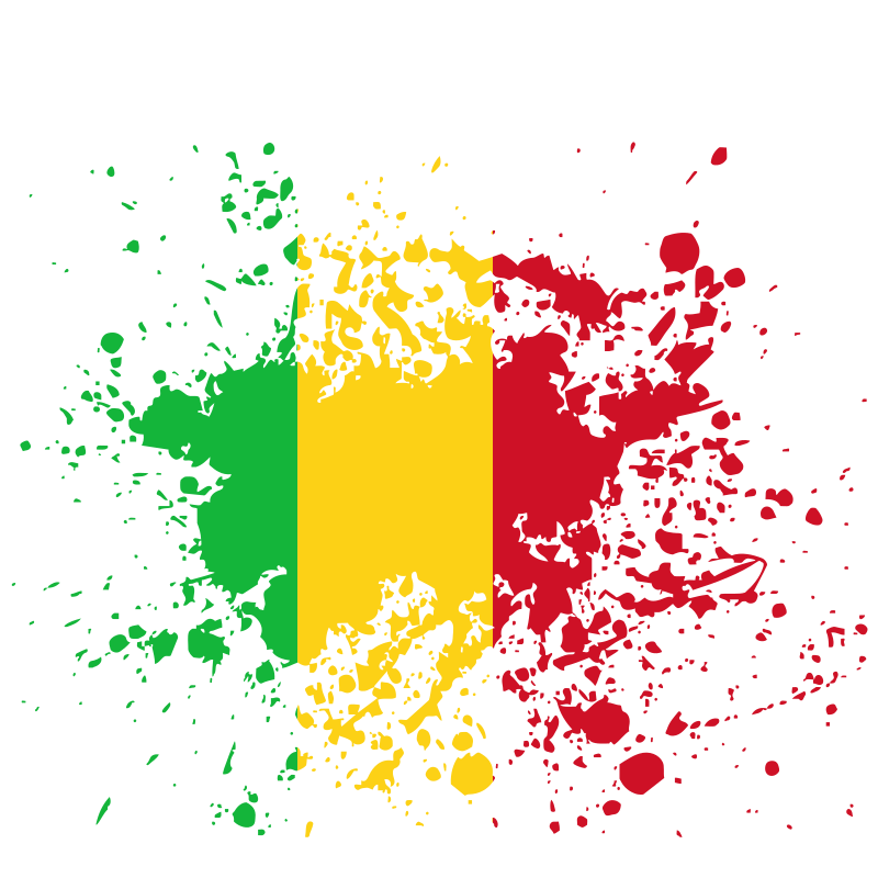 Mali Republic flag paint splatter