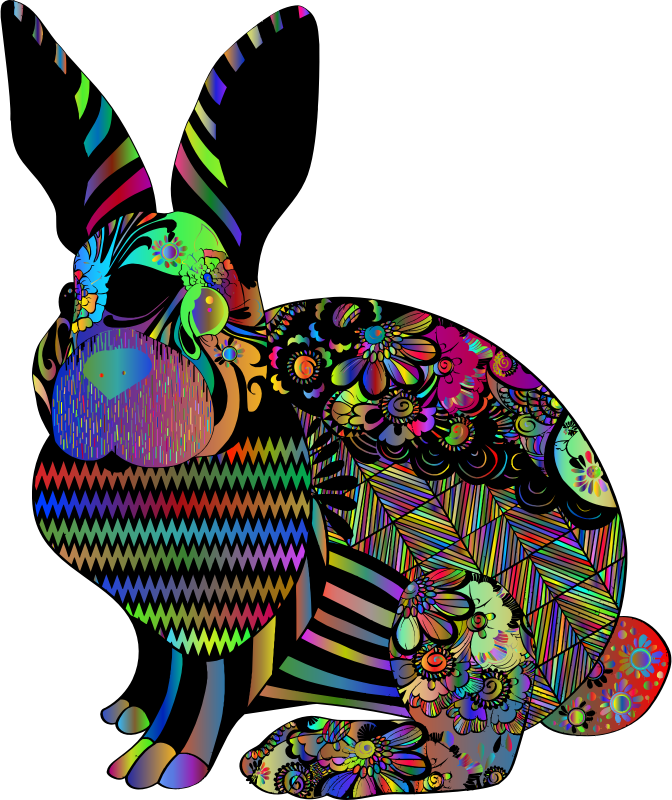 Floral Rabbit Silhouette Polyprismatic