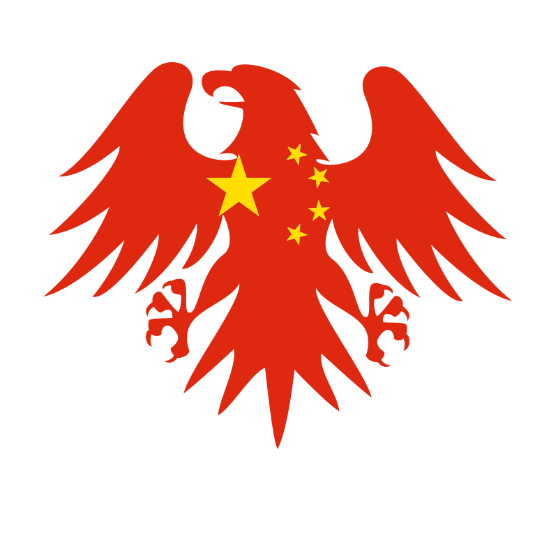 Heraldic eagle with Chinese flag