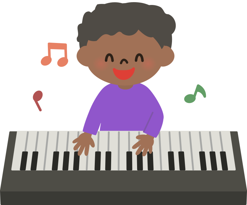 black kid playing piano