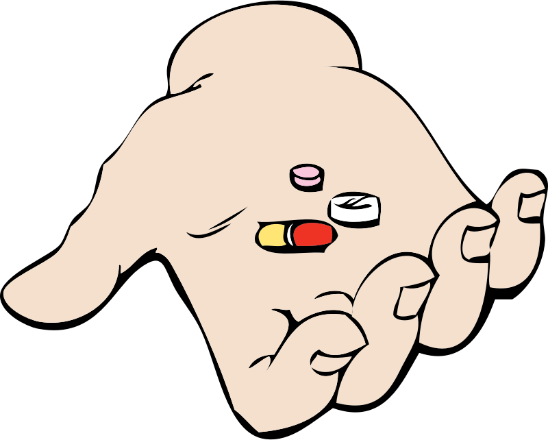 hand and pills