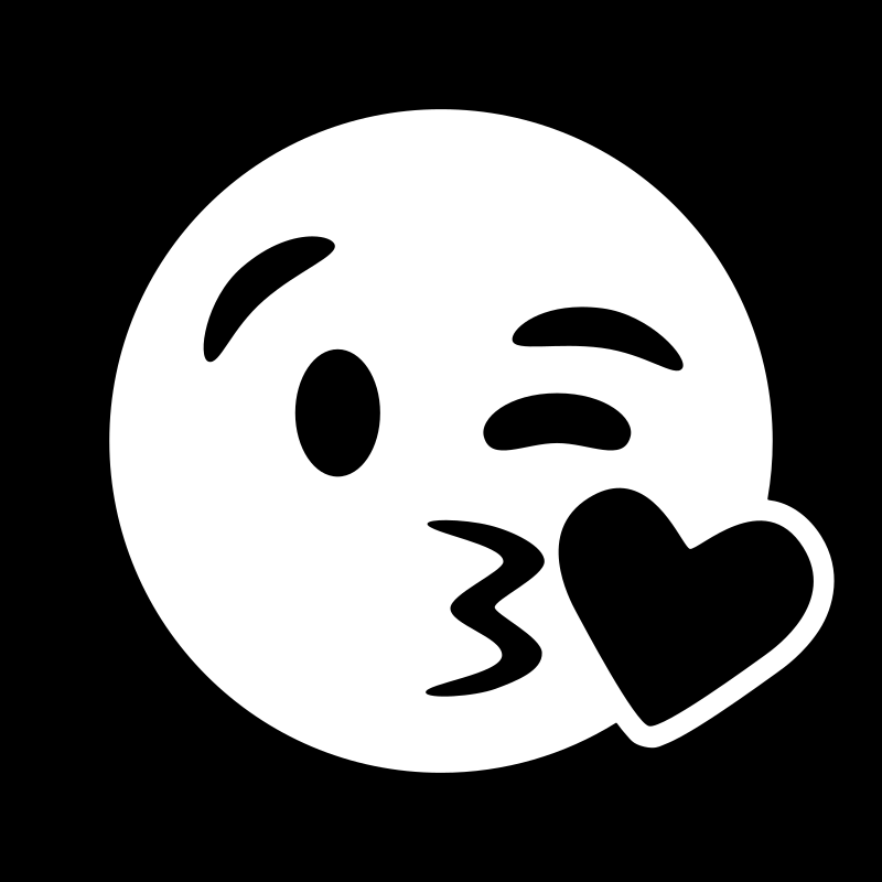 Kiss emoji (b&w negative)