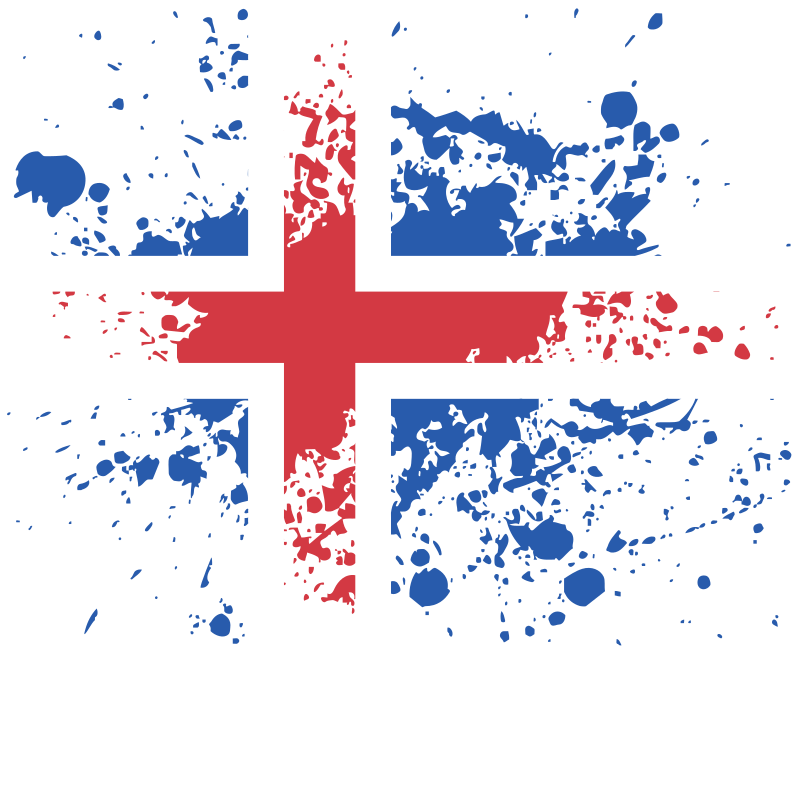 Icelandic flag paint splatter pattern