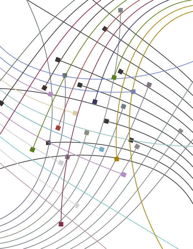 Intersecting coloured lines