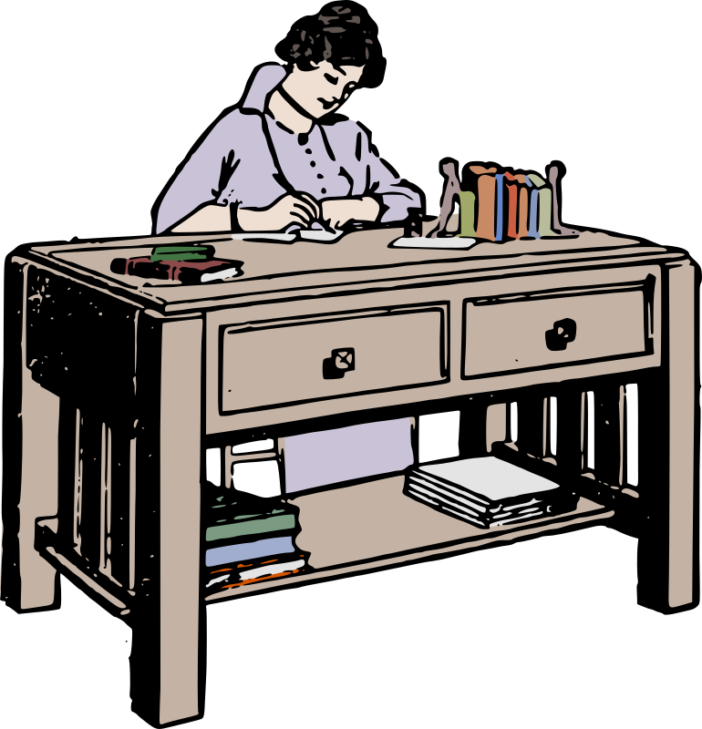 Lady at a Desk - Colour