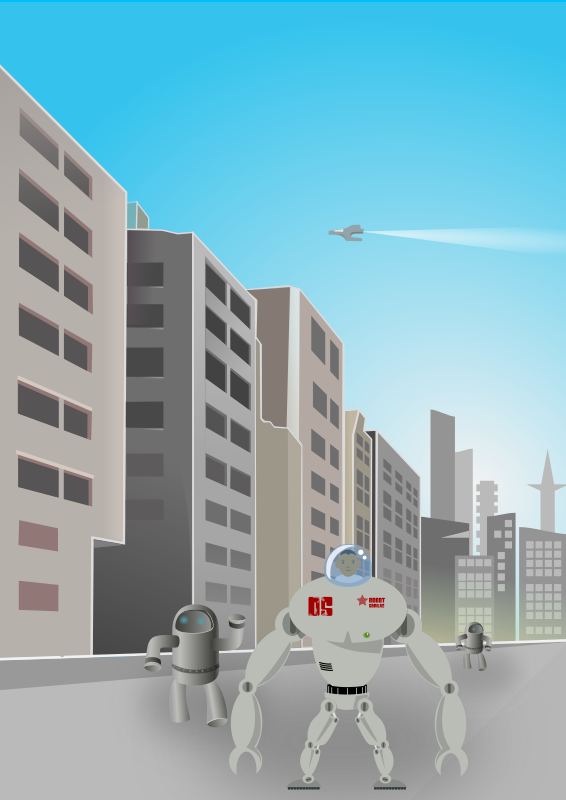 Futuristic Street with Robots