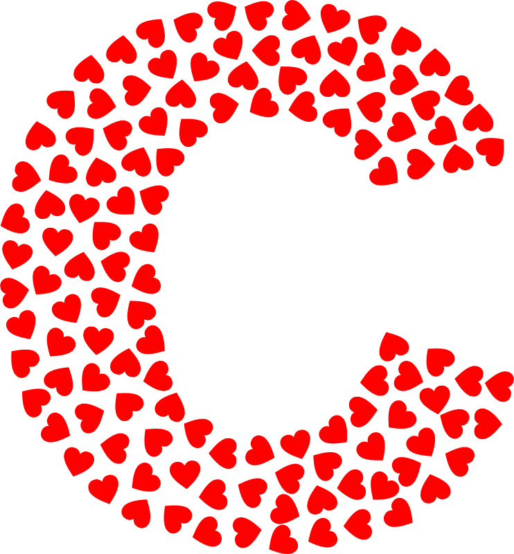 Valentine Hearts Alphabet Font C