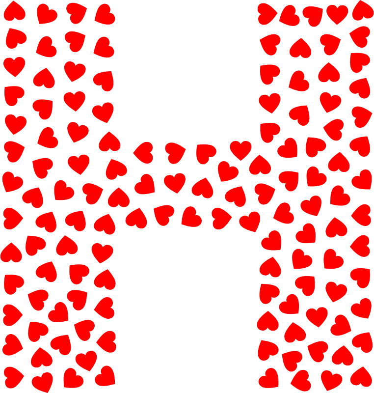 Valentine Hearts Alphabet Font H