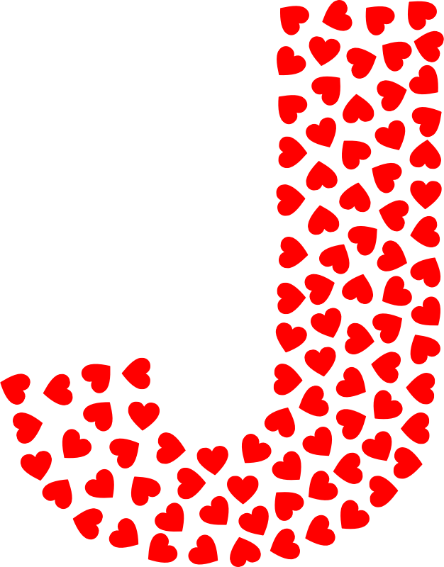 Valentine Hearts Alphabet Font J