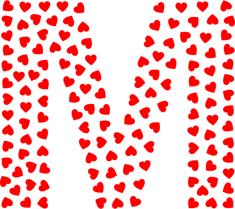 Valentine Hearts Alphabet Font M