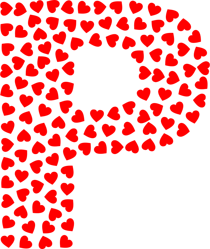 Valentine Hearts Alphabet Font P