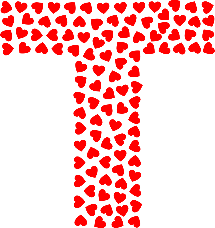Valentine Hearts Alphabet Font T