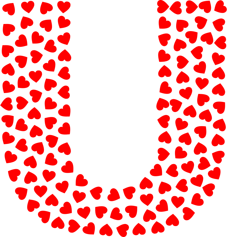 Valentine Hearts Alphabet Font U