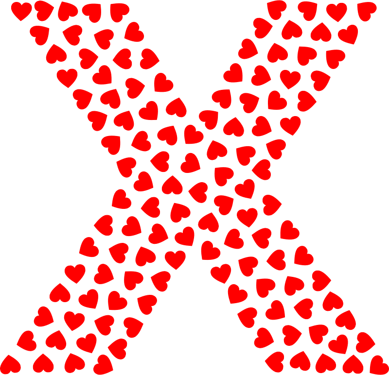 Valentine Hearts Alphabet Font X