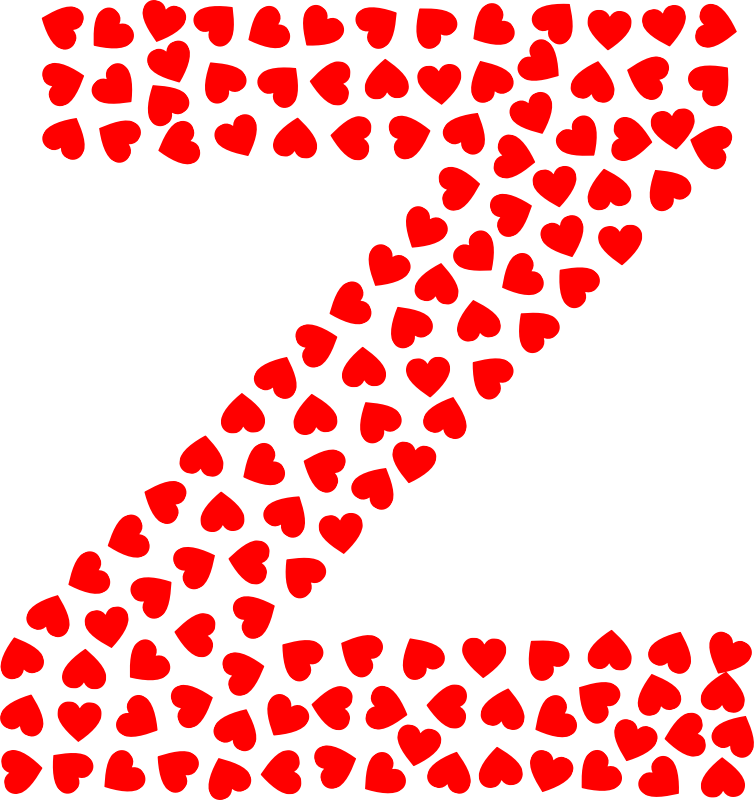 Valentine Hearts Alphabet Font Z