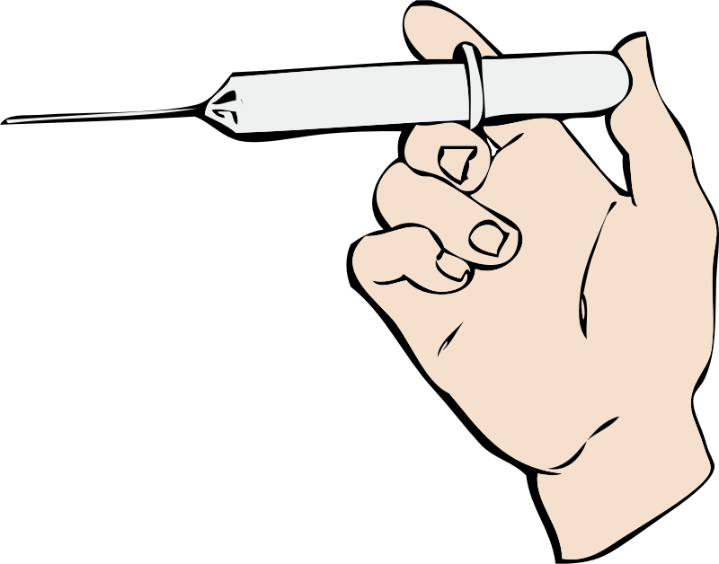 hand and syringe