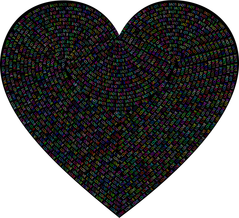 Love Typography Heart Colorful With BG