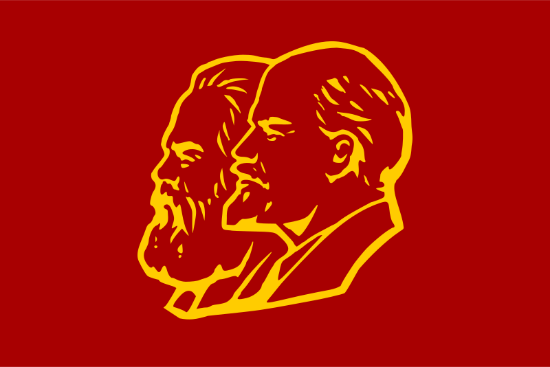 Karl Marx & Vladimir Lenin on red flag