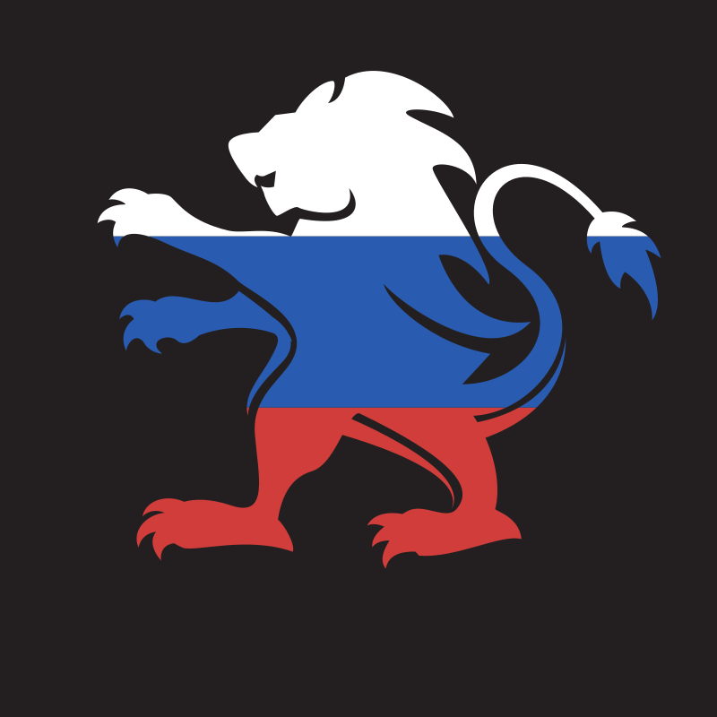 Russian flag lion silhouette