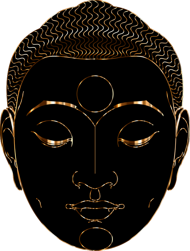 Buddha Face Line Art With Hair Gold 2