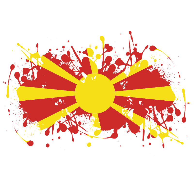 North Macedonia flag ink splatter