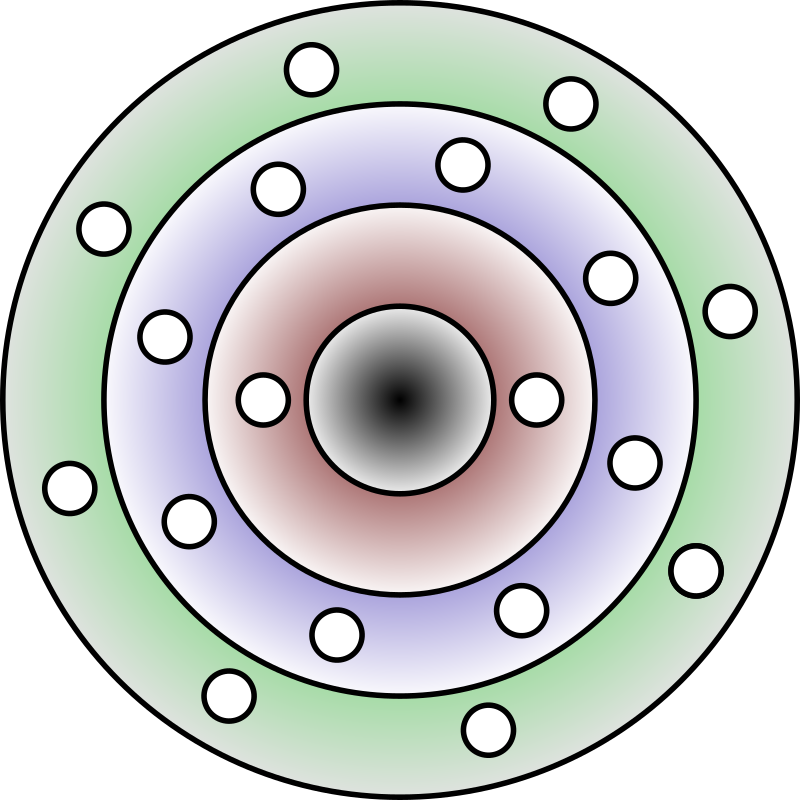 Schalenmodell eines Atoms in 2D