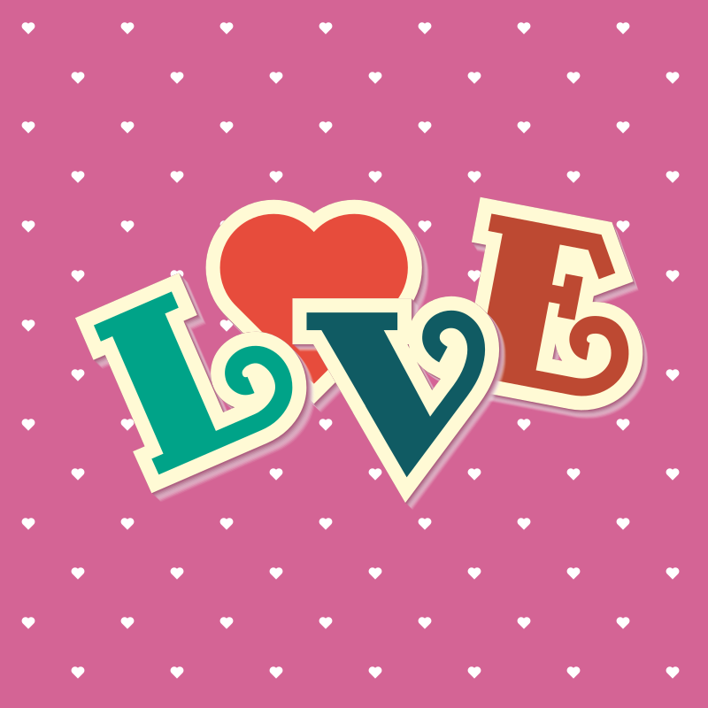 Love colour text retro style