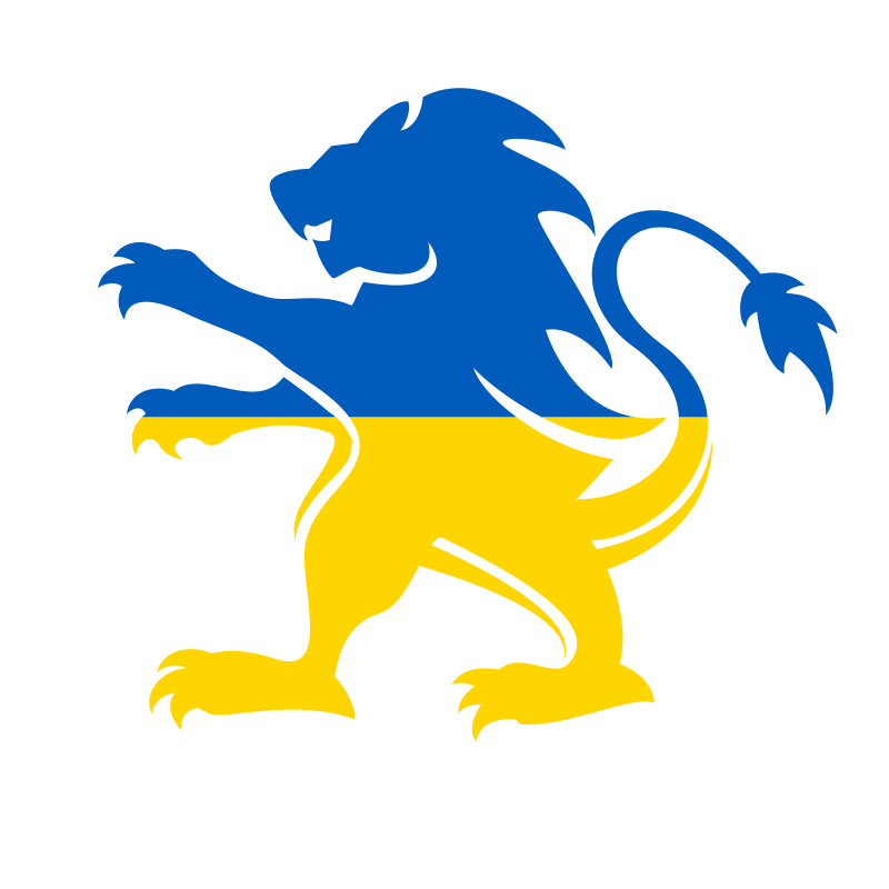 Ukrainian flag heraldic lion