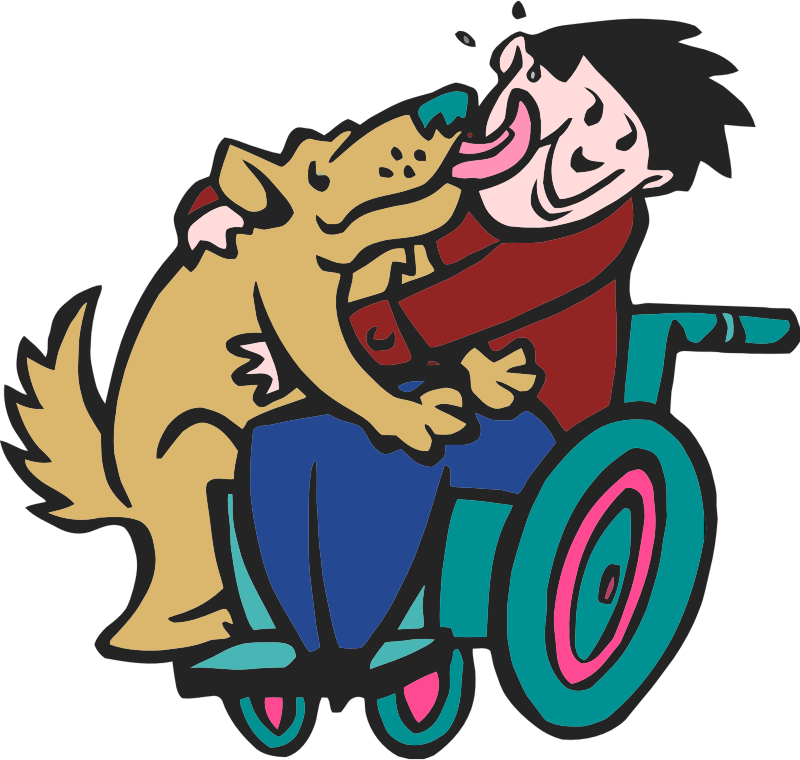 dog with boy in wheelchair