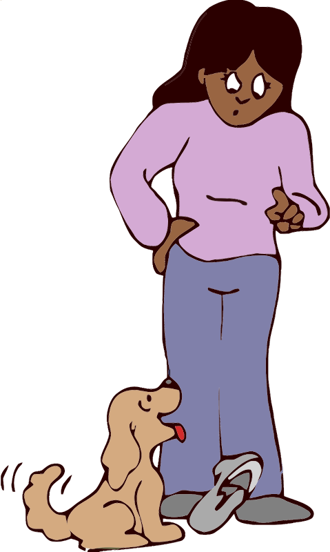 woman scolding dog (dark skin vers)