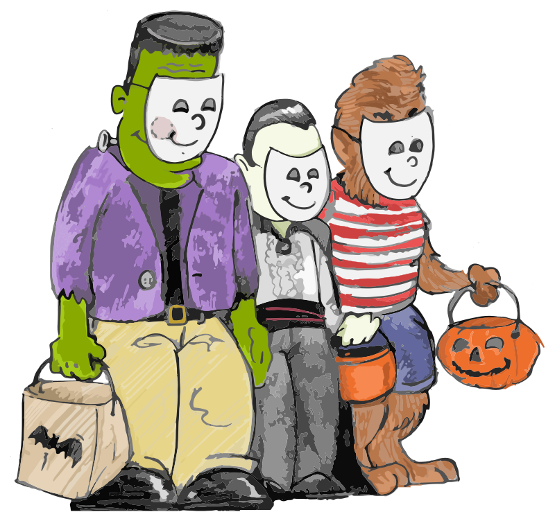 Monsters Trick Or Treating Colour Remix Openclipart