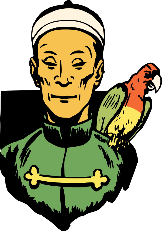 Chinese man with parrot