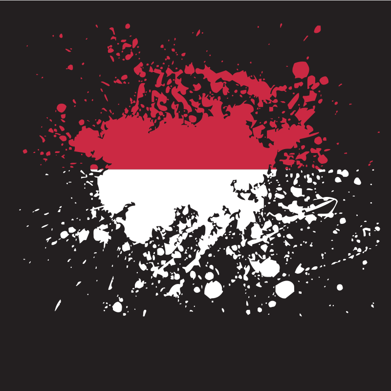 Indonesian flag ink splash