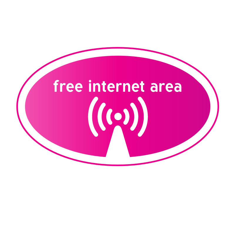 Free Wi-Fi sticker pink colour