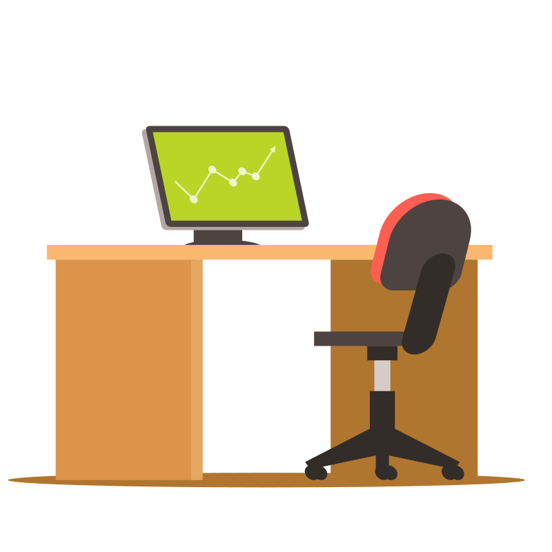 Young Woman Sitting At Computer Desk - Openclipart