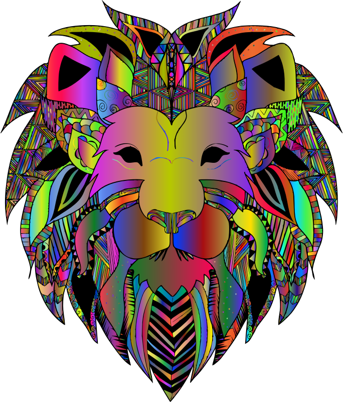Decorative Lion Head Line Art By Alexas_Fotos Polyprismatic