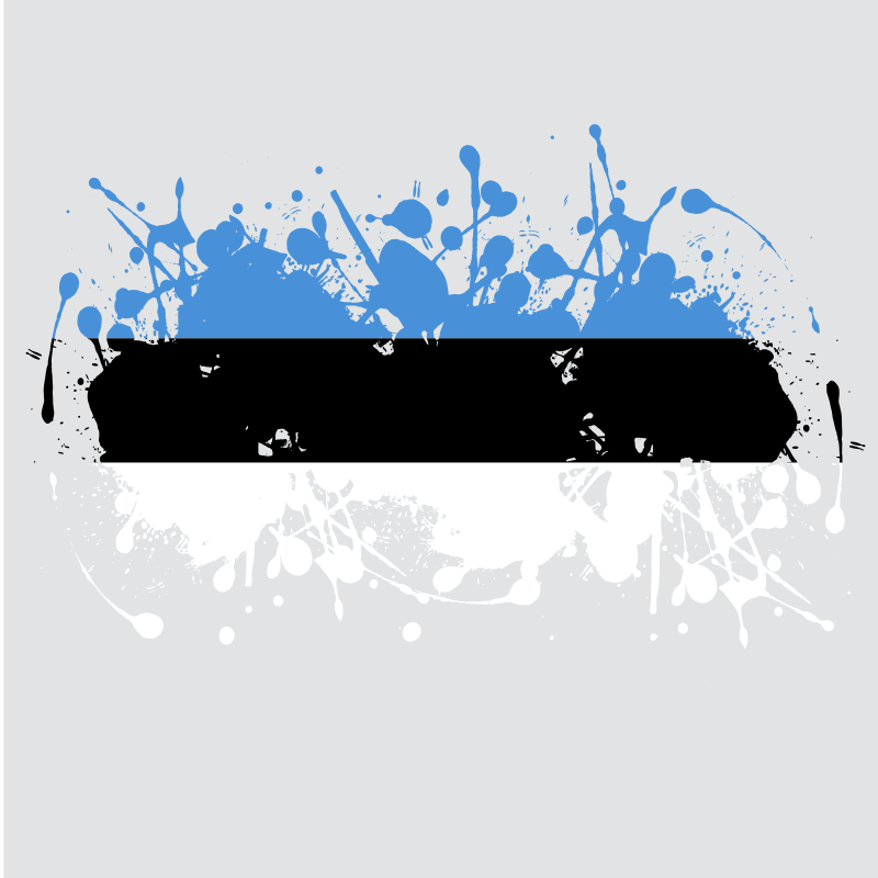 Estonian flag ink splatter