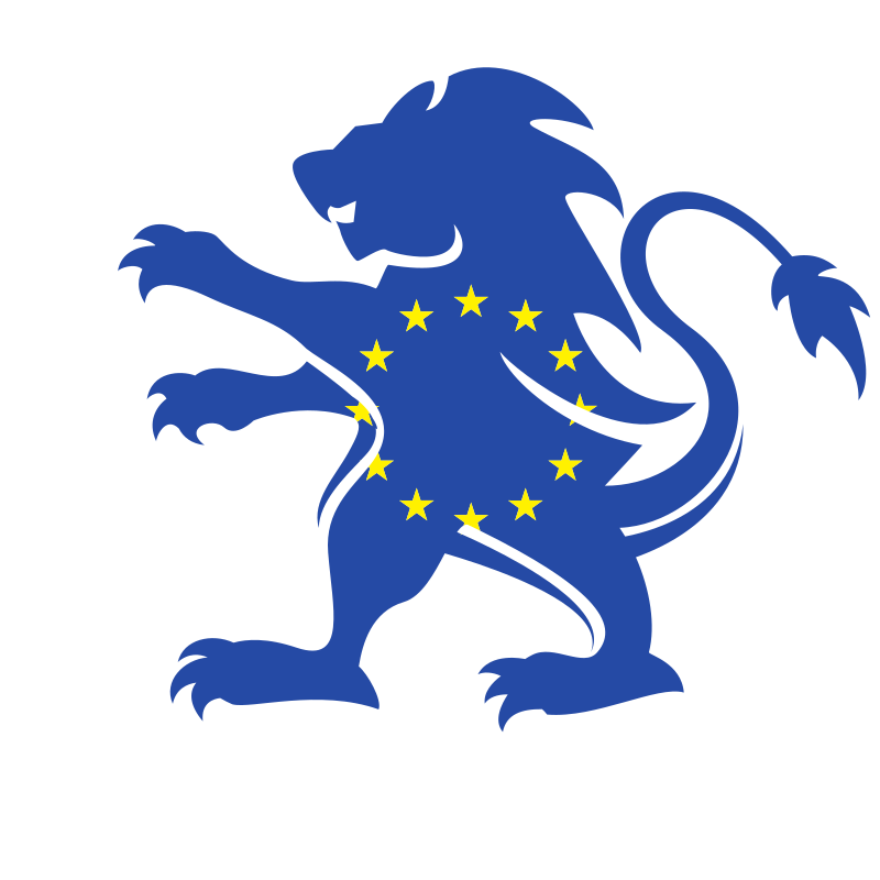 European Union flag heraldic lion symbol