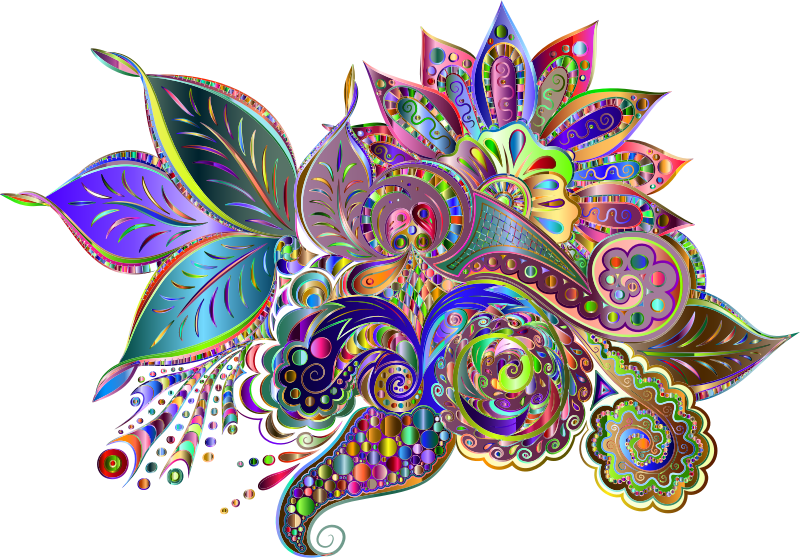 Chromatic Ornamental Floral Line Art