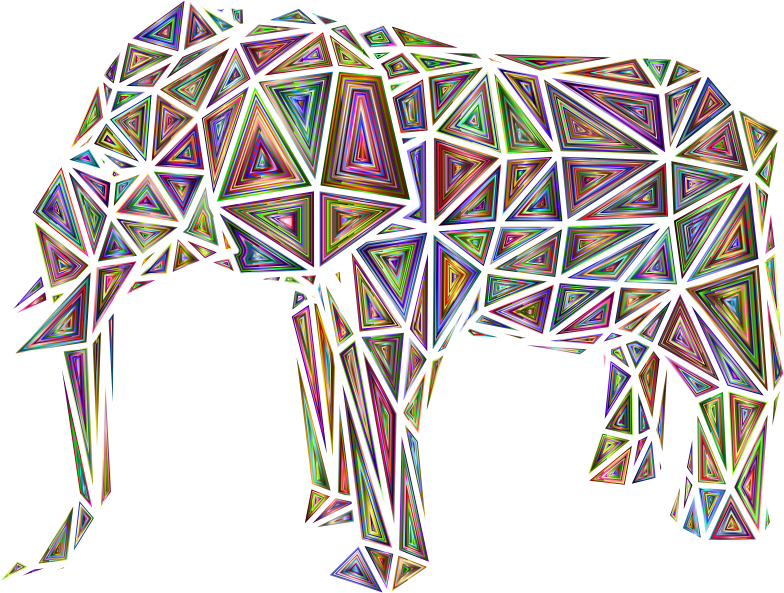 Geometric Elephant Chromatic No Silhouette