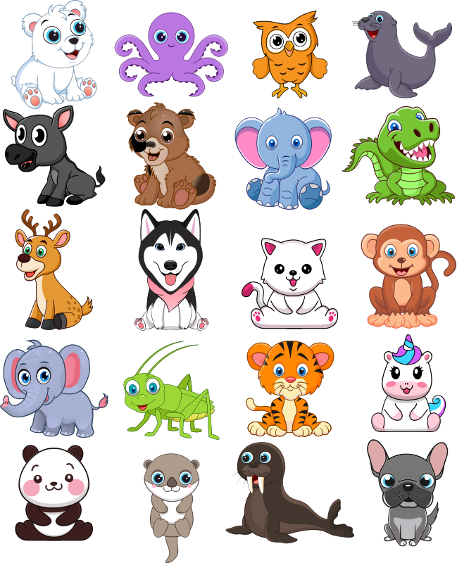 animals clipart to color