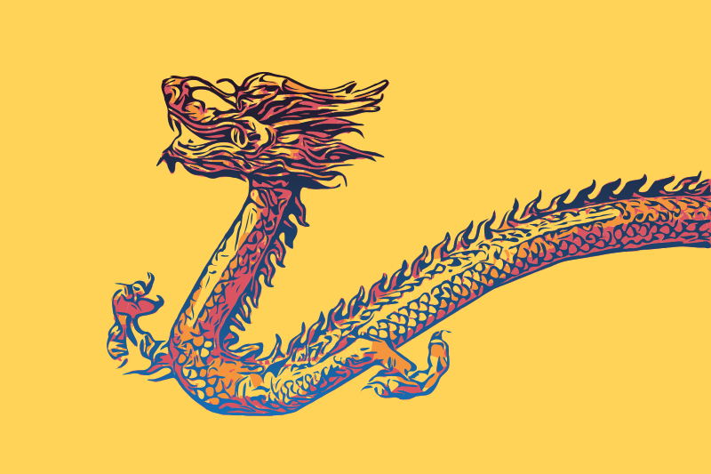 Asian Dragon - Yellow Background