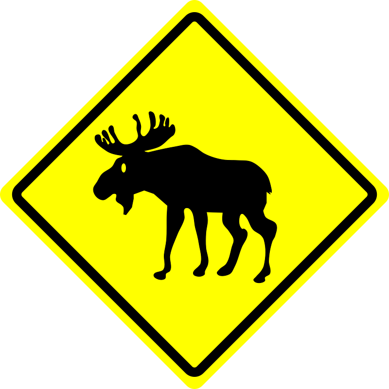 moose crossing caution sign